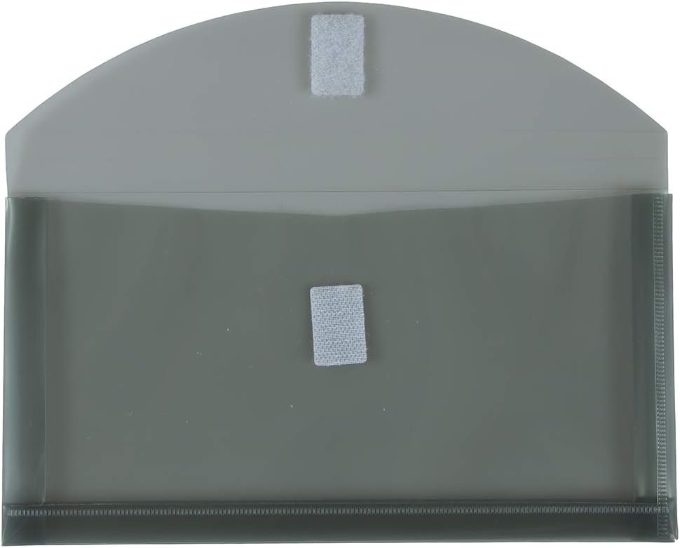 JAM PAPER Plastic Expansion Envelopes with Hook & Loop Closure - #10 Booklet Wallet - 5 1/4 x 10 with 1 Inch Expansion - Smoke Grey - 12/Pack