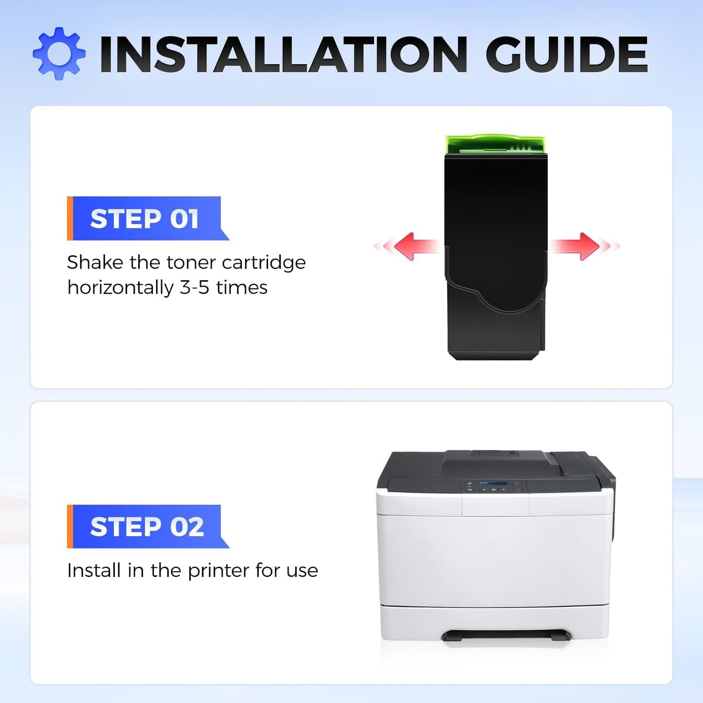 70C1HK0 70C1HC0 70C1HM0 70C1HY0 Toner Cartridge Set 4-Pack Black Cyan Magenta Yellow with chip Replacement Compatible for Lexmark CS310N CS310DN CS510DE CS510DTE CS410N CS410DN CS410DTN Laser Printer