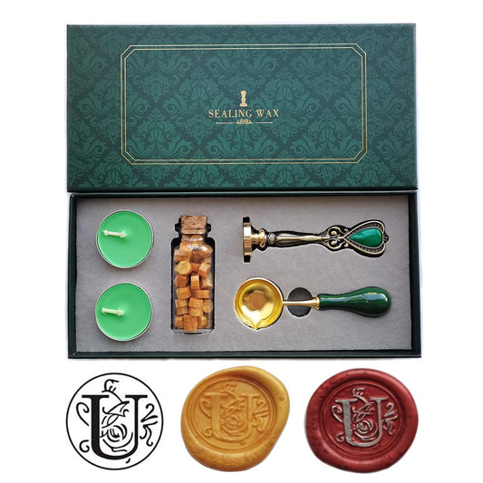 Fancy Letter U Wax Seal Stamp Set, European Style Kit Gift Box, Vintage Personalized for Letter Cards Invitations