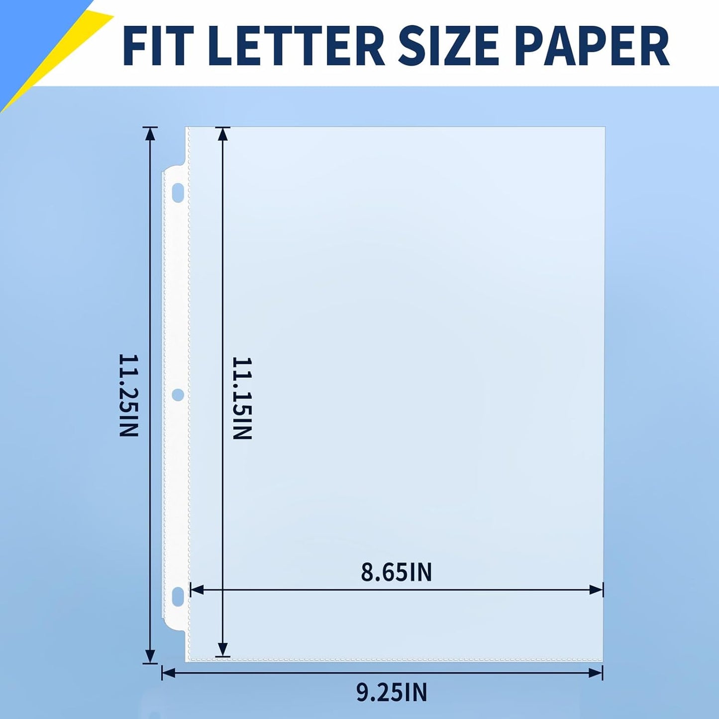 SUNEE Sheet Protectors 50 Packs for 3 Ring Binder, PVC-Free Clear Page Protectors 8.5x11 Inches Plastic Sleeves for Paper, Documents, Photos, Top Loading Binder Sleeves Letter Size