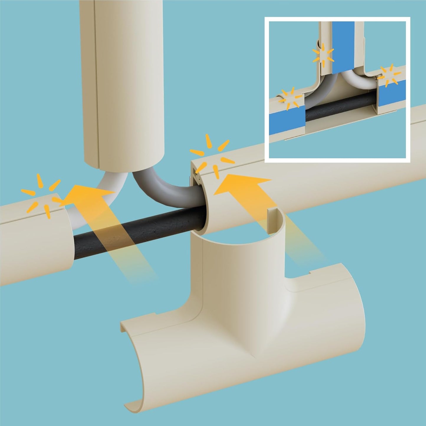 D-Line Small Cable Raceway Accessory Pack, Join 0.78in x 0.39in Cord Cover Lengths, 13 Accessories Included, Hide Cords Around a Variety of Angles - Beige