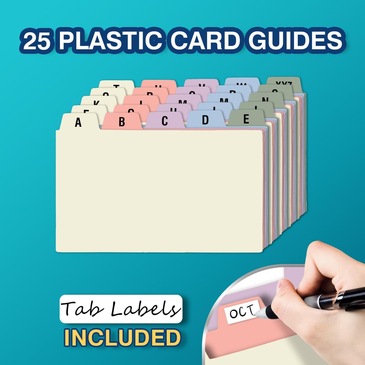 H4D 3x5 Index Card Holder with 100 Heavyweight Ruled Index Cards and 25 Plastic Dividers, Light Purple