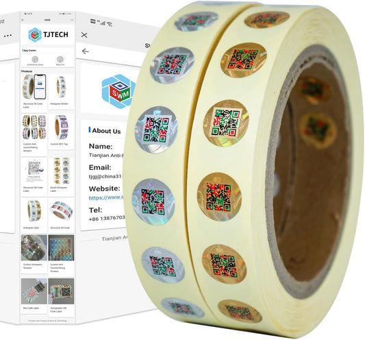Holographic Anti-Counterfeit QR Code Labels 15 * 15mm Tamper Proof Original Genuine Security Tag Package Round Authentic Self-Adhesive Label QR Code Stickers (Silver)