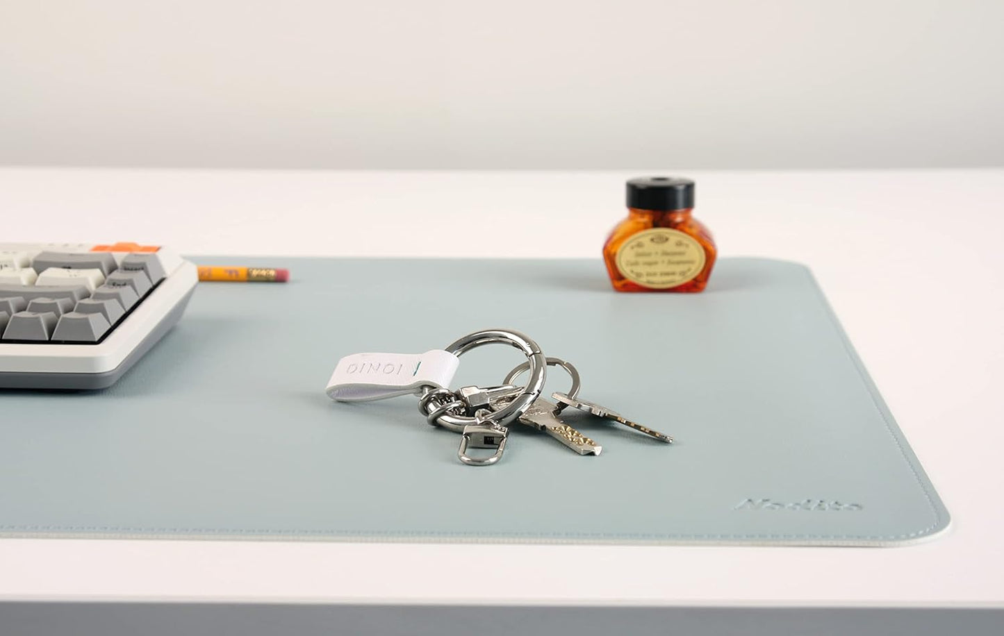 DeskPaw Dual-Sided Leather Desk Pad,Blotter for Laptop Computer,Mouse Pad,Writing,Drawing,Arts and Craft Mat (Blue/Silver, 17" x35”)