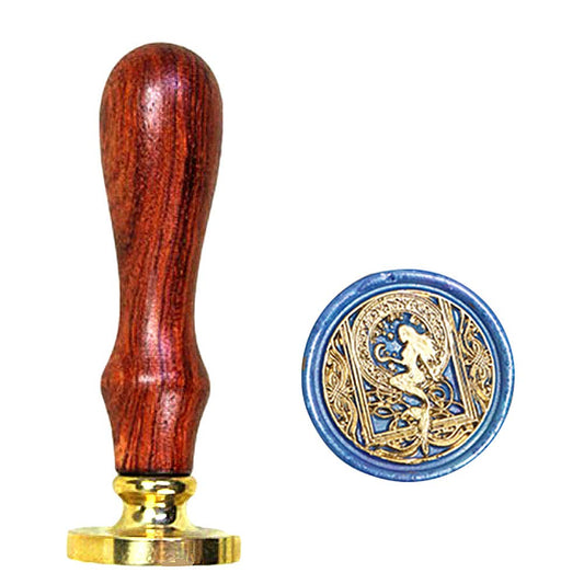 Starry Mermaid Wax Sealing Stamp with Removable Brass Head Wooden Handle - Retro Vintage Animal Sealing Wax Stamp for Letter Cards Invitations