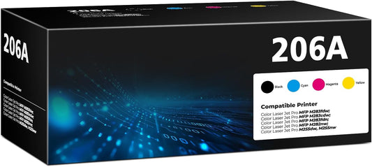 206A Toner Cartridges 4 Pack for Laser Jet M283fdw M283cdw M255dw Compatible for HP 206A 206X W2110A Compatible with Color Laser Jet Pro MFP M283fdw M283cdw M283fdn Pro M255nw M255dw Ink Cartridges