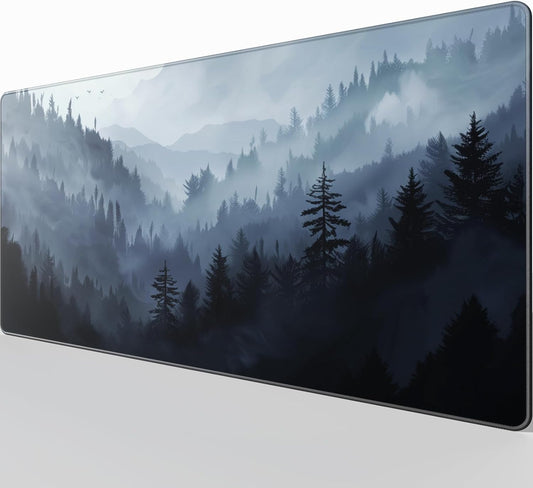 KTRIO Large Gaming Mouse Pad with Stitched Edges, Extended Mousepad with Superior Micro-Weave Cloth, Non-Slip Base, Water Resist Keyboard Pad for Gamer, Office & Home, 31.5x15.7in, Cloud Forest