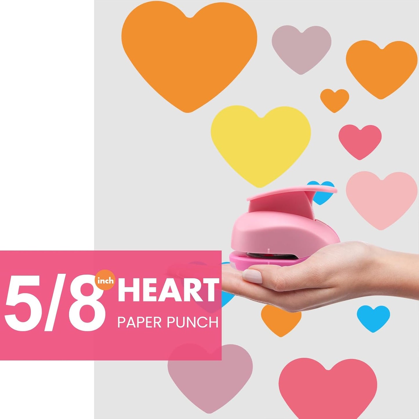 LOONENG 5/8 Inch Heart Paper Punch - High Precision Design for Romantic Heart Patterns - Ideal for Scrapbooking, Card Making, DIY Photo Albums, Gift Tags, Homemade Confetti
