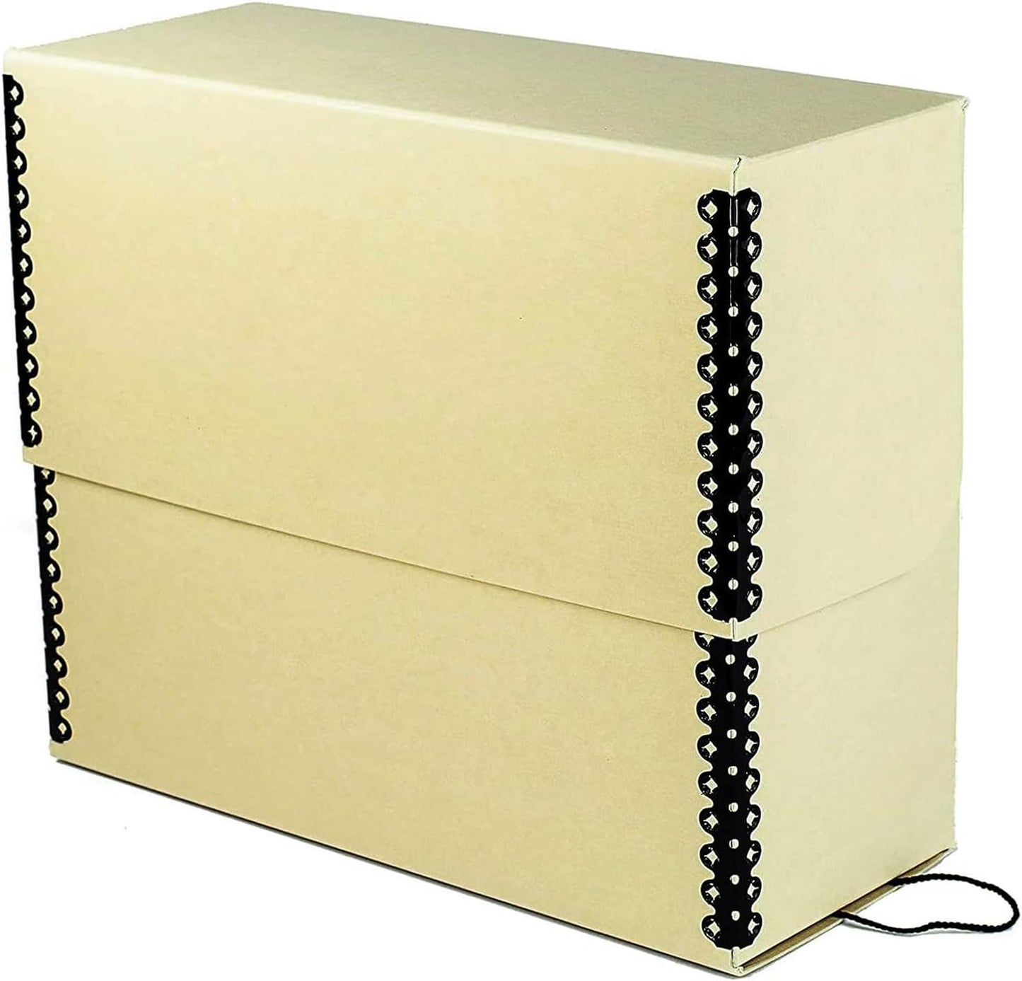 Lineco Archival Document Storage Box with Metal Edge, Acid-Free Tan Boxboard, Organize and Store Files, Prints, Photos, Legal-Sized Case 15.5" x 10.5" x 5" Wide, Pack of 2