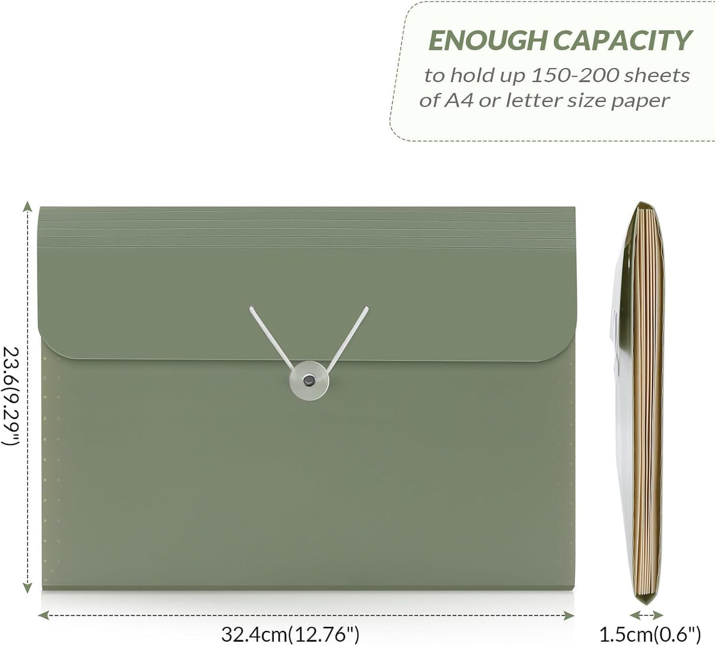 SKYDUE Accordion File Organizer, Expanding File Folder with 7 Pockets, Portable Receipt Paper Bill Document Organizer, Letter/A4 Size Filing Folder School Office Supplies, MossGreen