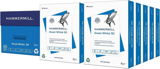 Hammermill Printer Paper, Great White 30% Recycled Paper, 8.5 x 11 - 92 Bright, Made in the USA, 086700C - 10 Ream (5,000 Sheets)