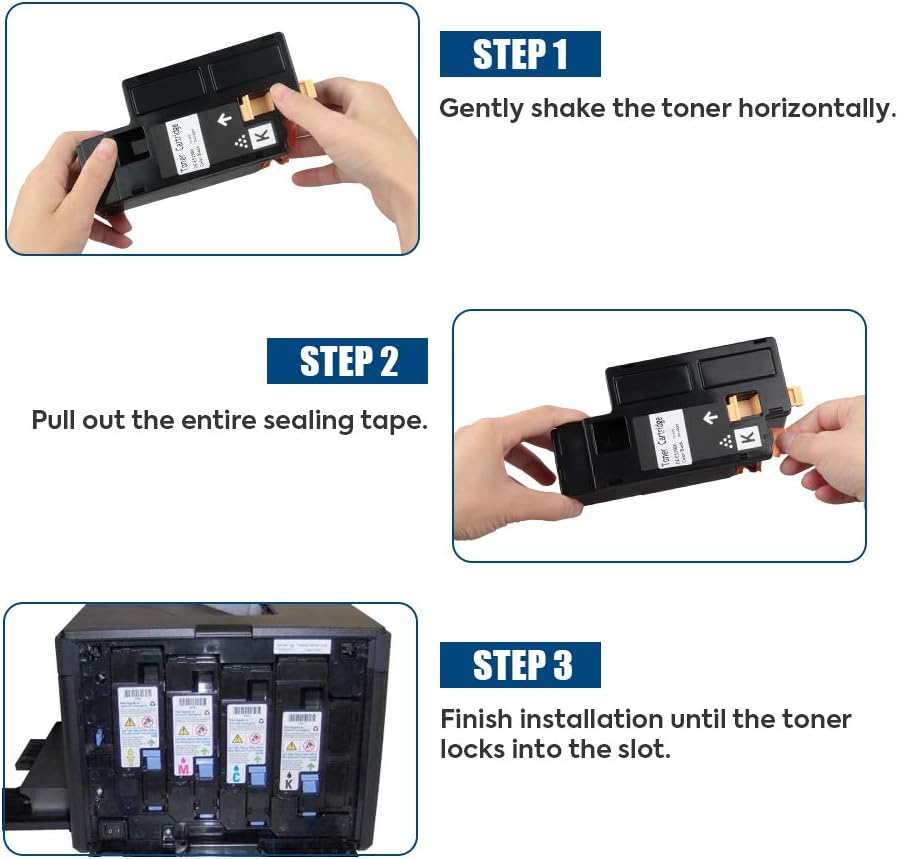 Dell 1250 Compatible Toner Cartridge Replacement for use in Dell 1250c Dell 1350cnw Dell 1355cn 1355cnw 1755nf 1755nfw c1760nw c1765nf c1765nfw Printer (KCMY, 4-Pack)