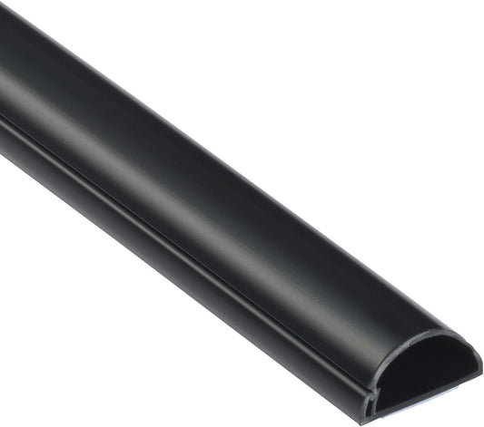D-Line Half Round Cord Hider, Patented Cable Cover, Hide TV Wall Mount Wires, Raceway for Cords, Decorative Wire Covers, Paintable, Adhesive Cable Concealer - 1x 1.18in W x 0.59in H x 39in L - Black