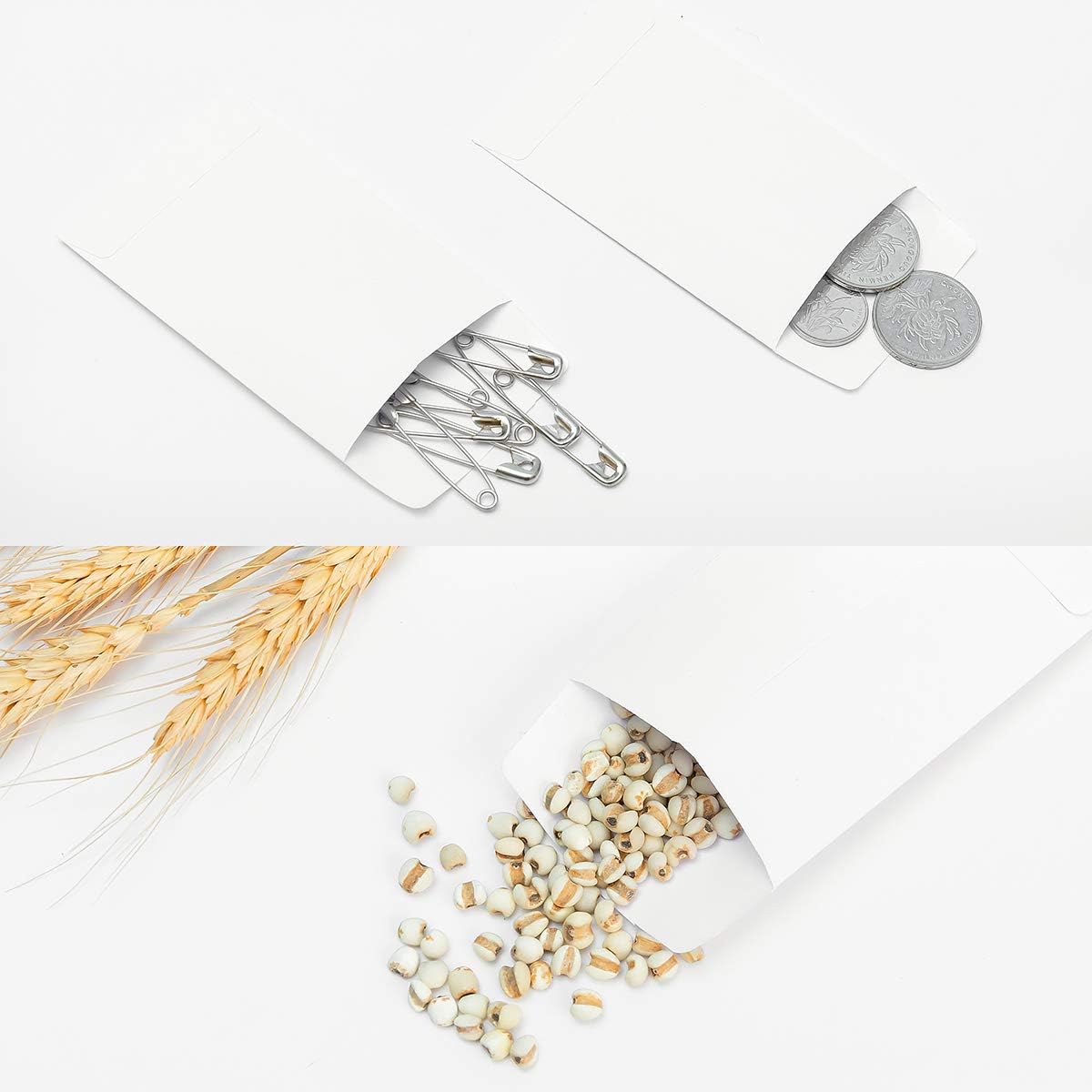 100 Pack White Small Coin Envelopes Self-Adhesive Kraft Paper Seed Envelopes Mini Parts Small Items Stamps Storage Packets Envelopes for Garden, Office or Wedding Gift (3.23"×4.53")
