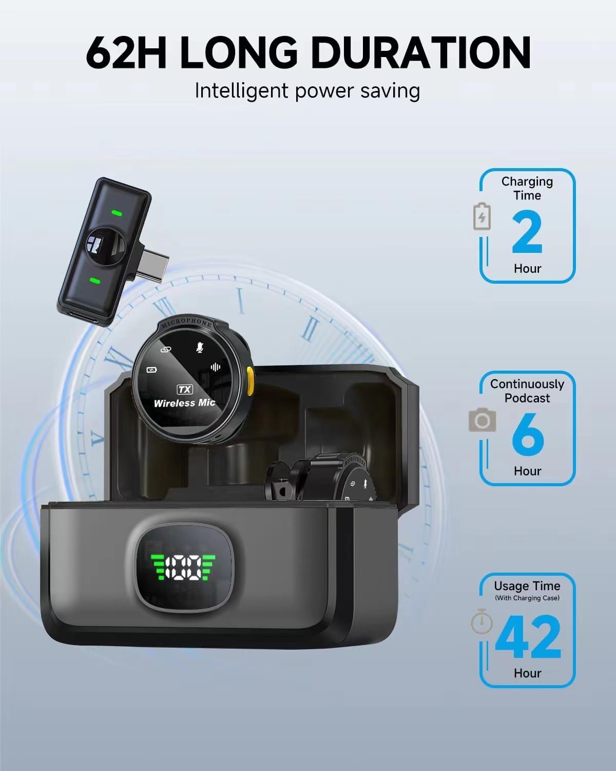 2 Pcs Professional Wireless Lavalier Microphone for iPhone iPad Android PC Camera with Adapter Included Noise Reduction Plug-Play Clip on Lapel Mic for YouTube, Recording, Vlogging, Live Streaming