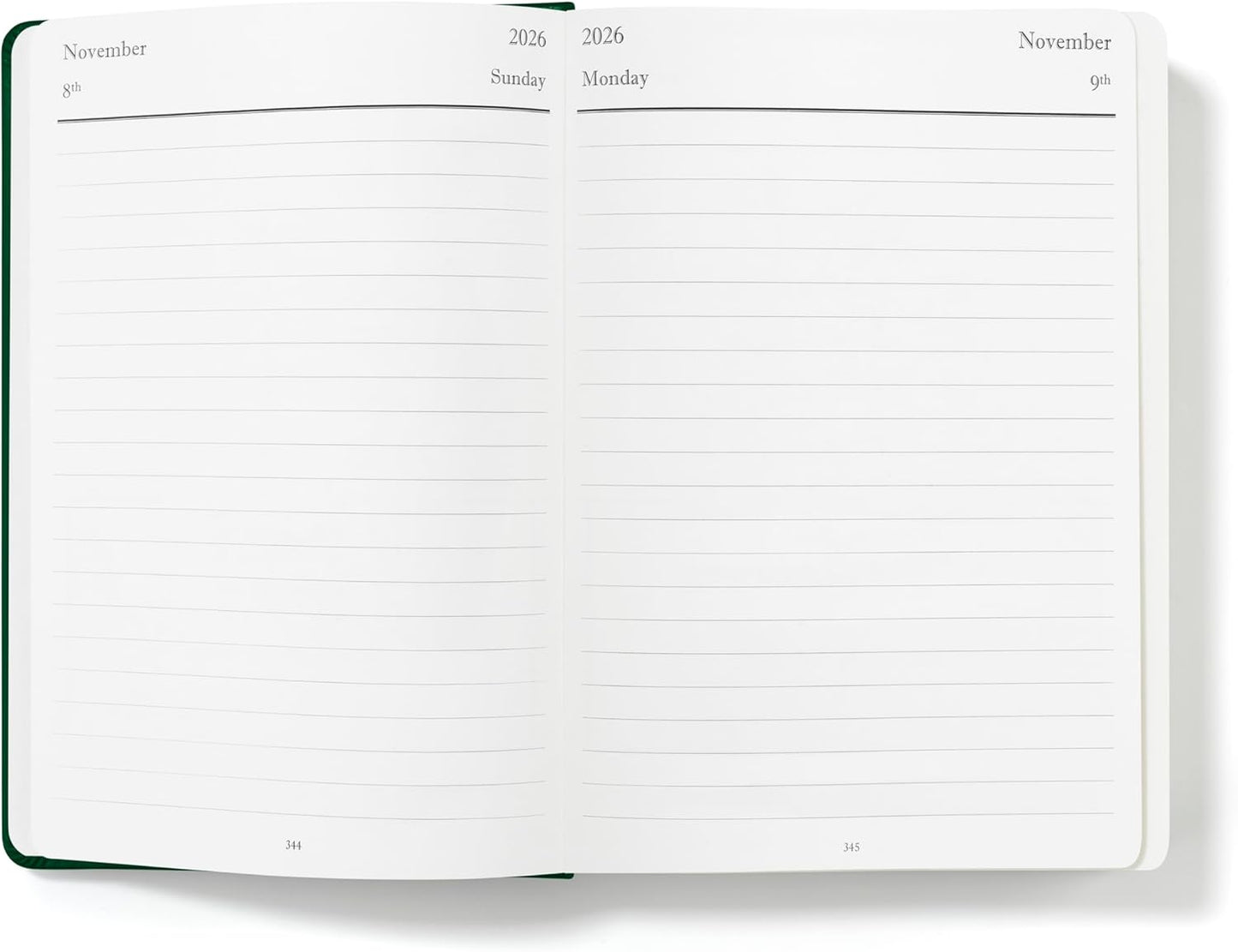 Wykeham's Executive 2026 Daily Journal Planner – US Public Holidays & Format – Customization Available (Personalized Racing Green, 8.5”×5.5”)