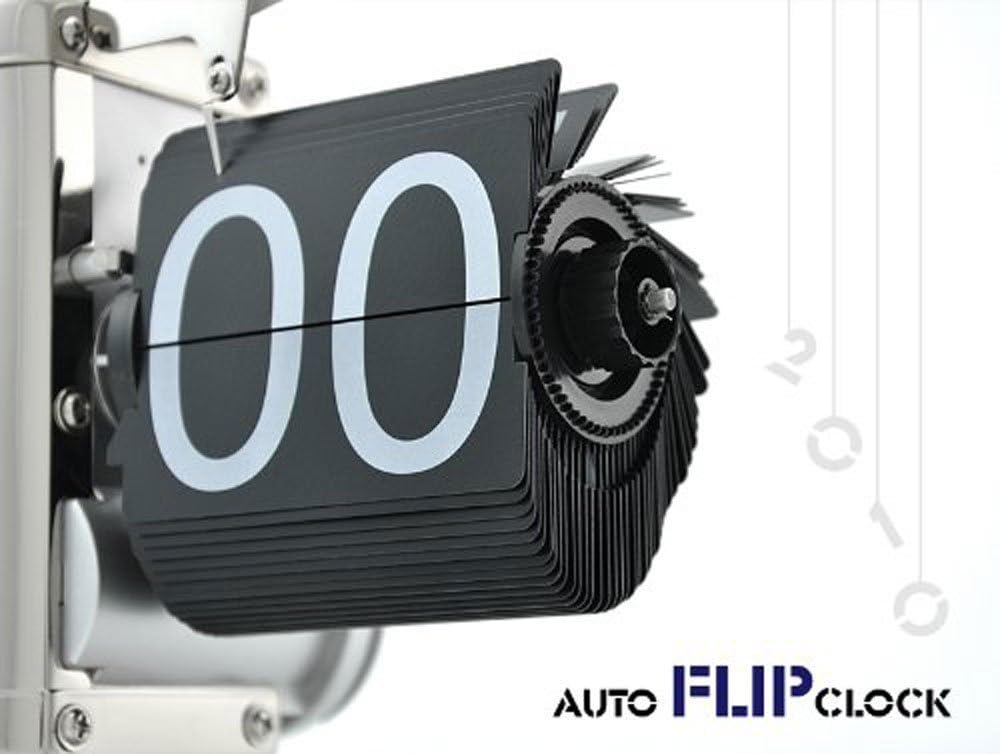 WoneNice Auto Flip Clock, Battery Powered Retro Desk Clock with Large Numbers for Office Bedroom Kitchen School Hotel Café - Black