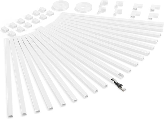 340in Cord Covers for Wires on Wall, One-Cord Wire Covers for Cords, Small White Cord Hider Wall, LZEOY Cable Raceway Wire Hider for Cords, Paintable Cable Concealer - 20x L17 W0.59in H0.4in