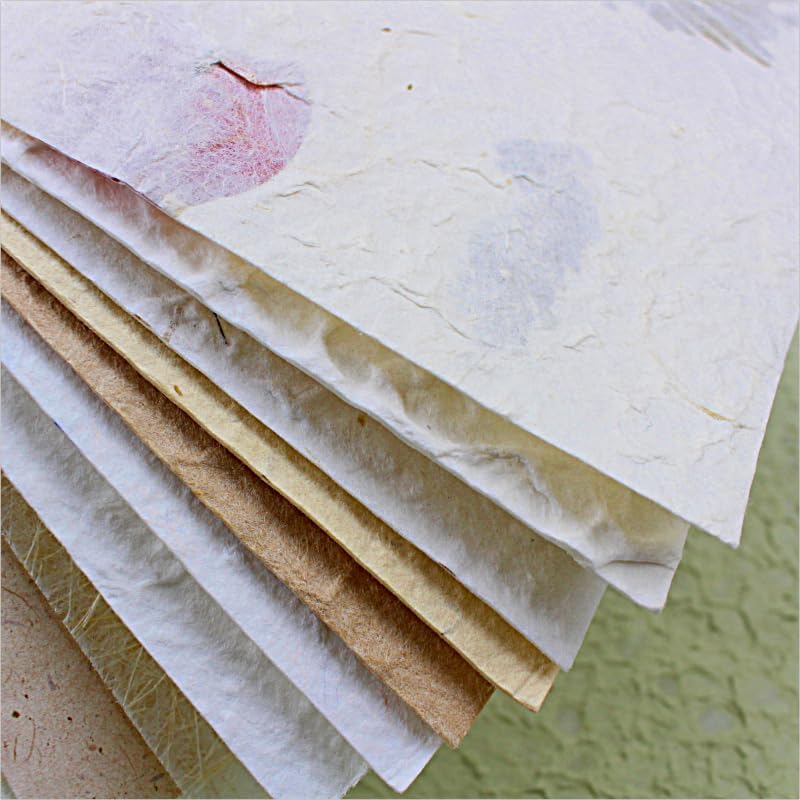 Textured Handmade Paper Sheets for Crafts, A5 Thick Rough Mulberry Recycled Scrapbook Papers for Card Making, Mixed Media, Embossed, DIY Junk Journals, Art Journaling Decorative Materials