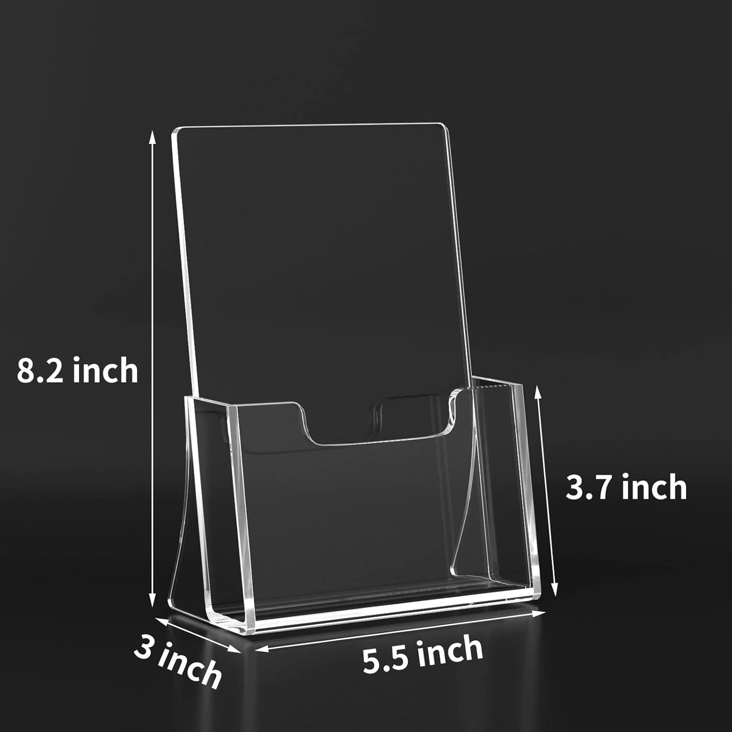HIIMIEI Brochure Holder 8.5 x 5.5 inches, Acrylic Flyer Holder with 2 Pack, Plastic Stands for Displaying Magazines, Pamphlets, Literature, Brochures, Booklets, Menu