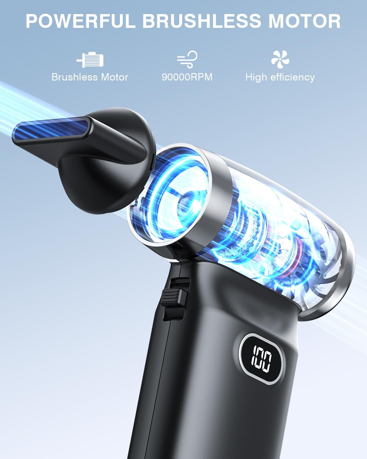 Electric Compressed Air Duster Cordless: 60 MPH High Wind Speed Mini Air Blower for Electronics Portable Computer Cleaner Hand Keyboard Cleaning Powerful Duster for Car, Fans and Other Sences