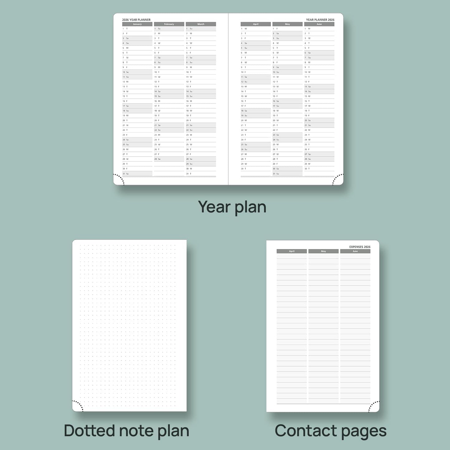 POPRUN 2025-2026 Daily Planner One Page Per Day (Medium - 5.75'' x 8.5'') - Academic Calendar (July 2025 - June 2026), 2025 Day Appointment Book with Monthly Tabs, Hardcover - Black