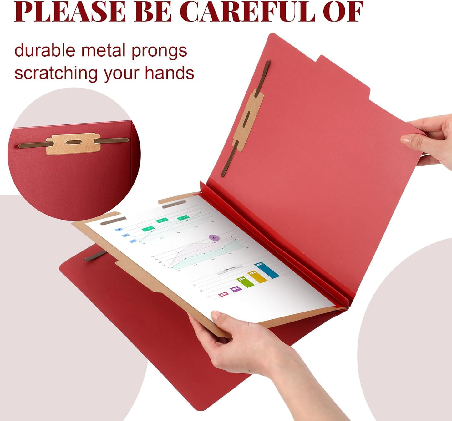 48 Pcs Classification Folders Letter Size, 1 Divider Pressboard File Folder with Fasteners, Expanding File Organizer Bulk for Teachers, Clergy, Office, Church, Christmas Donations (Red)