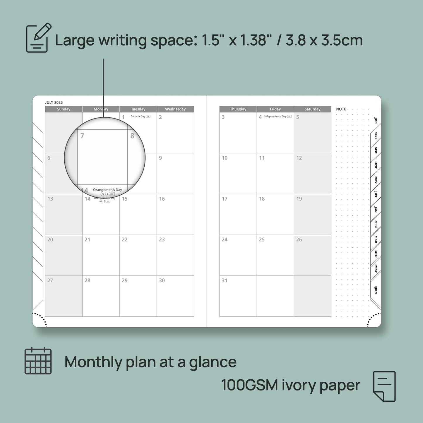 POPRUN Planner 2025-2026, (Medium 6.5'' x 8.5'' Hard Cover) Academic Calendar (July 25-June 26) Daily Weekly and Monthly Appointment Book with Hourly Time Slots, Monthly Tabs, 100 GSM - Orange