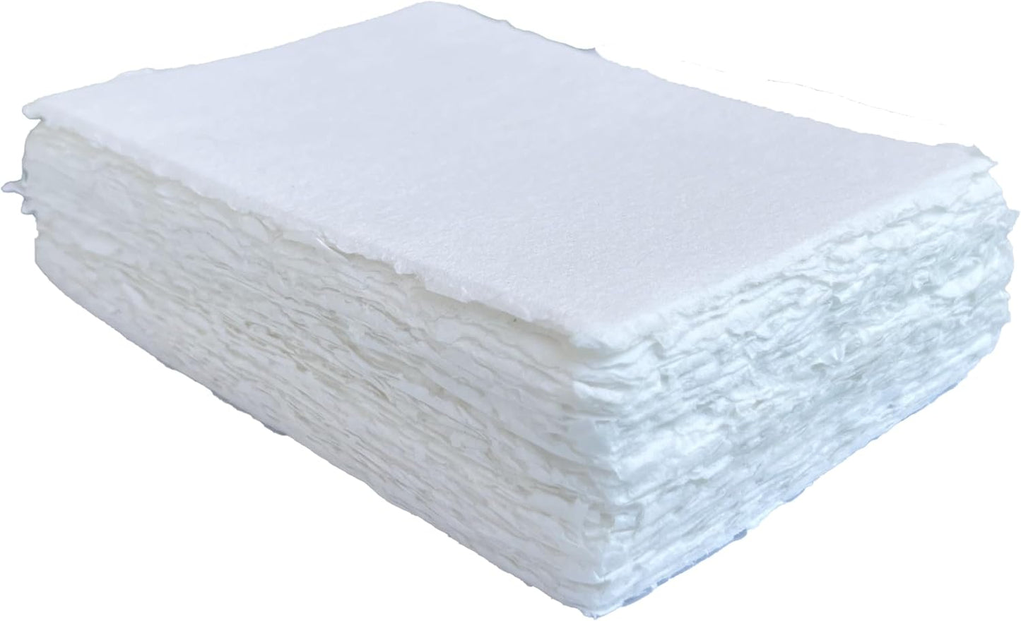 Handmade Deckle Edge Blank Paper - Mixed Media Loose Leaf Paper for Postcards, Invitations, Crafts and Announcements - White Color - Package of 50 - Thick 150 GSM - 4 x 6