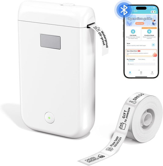 Label Maker, Label Maker Machine with Tape, Portable Bluetooth Label Printer with Little Space, Mini D10 Label Machine with Multiple Personalized Templates for Family School