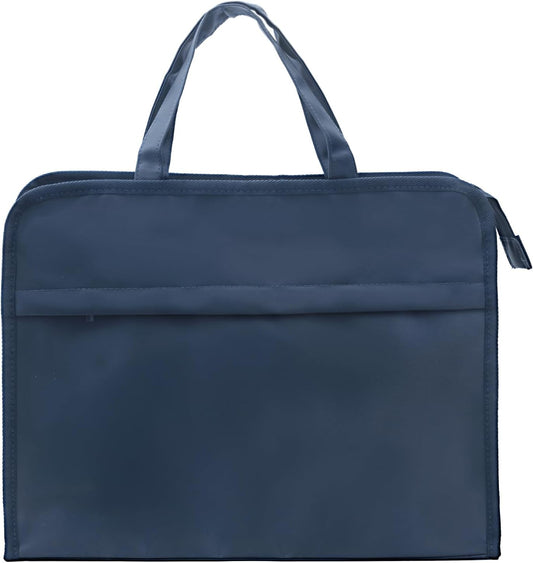 M&G Oxford Zipper Document Bag, Double Layer Waterproof Handle Document Tote Bag for Carrying Paper Documents Books Computer 1 Pack (Dark Blue)