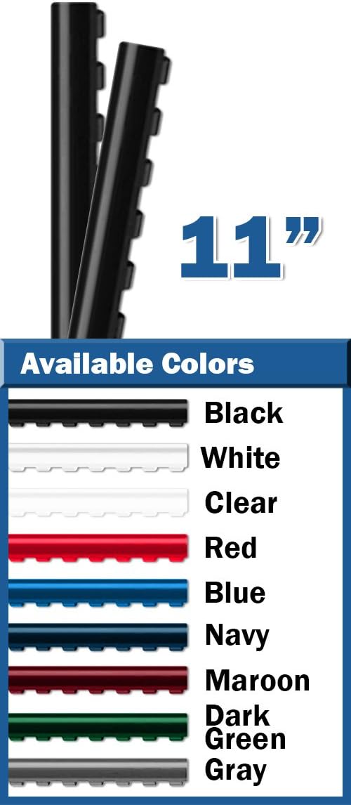 TruBind 38mm (1-1/2 in.) Comb Binding Spines | 11 in. Length for Letter Size or Smaller Projects | Standard 19-Ring Rectangular Holes | Black | 320 Sheet Binding Capacity | 100 Pack