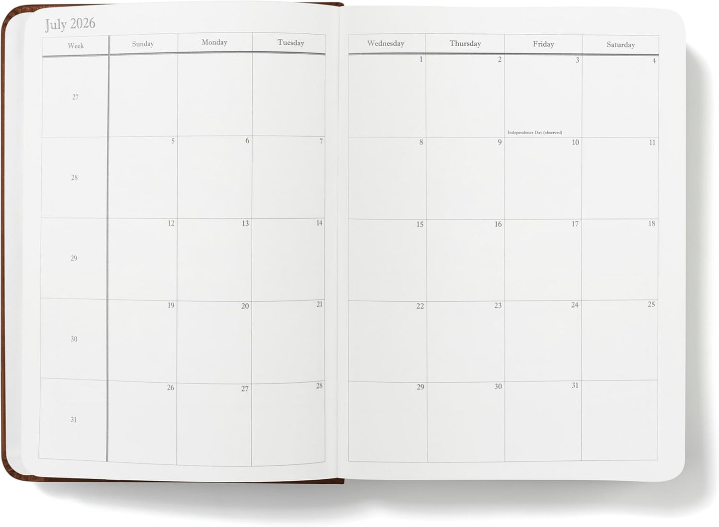 Wykeham's Executive 2026 Daily Journal Planner – US Public Holidays & Format – Customization Available (Personalized Brown, 6”×4.5”)