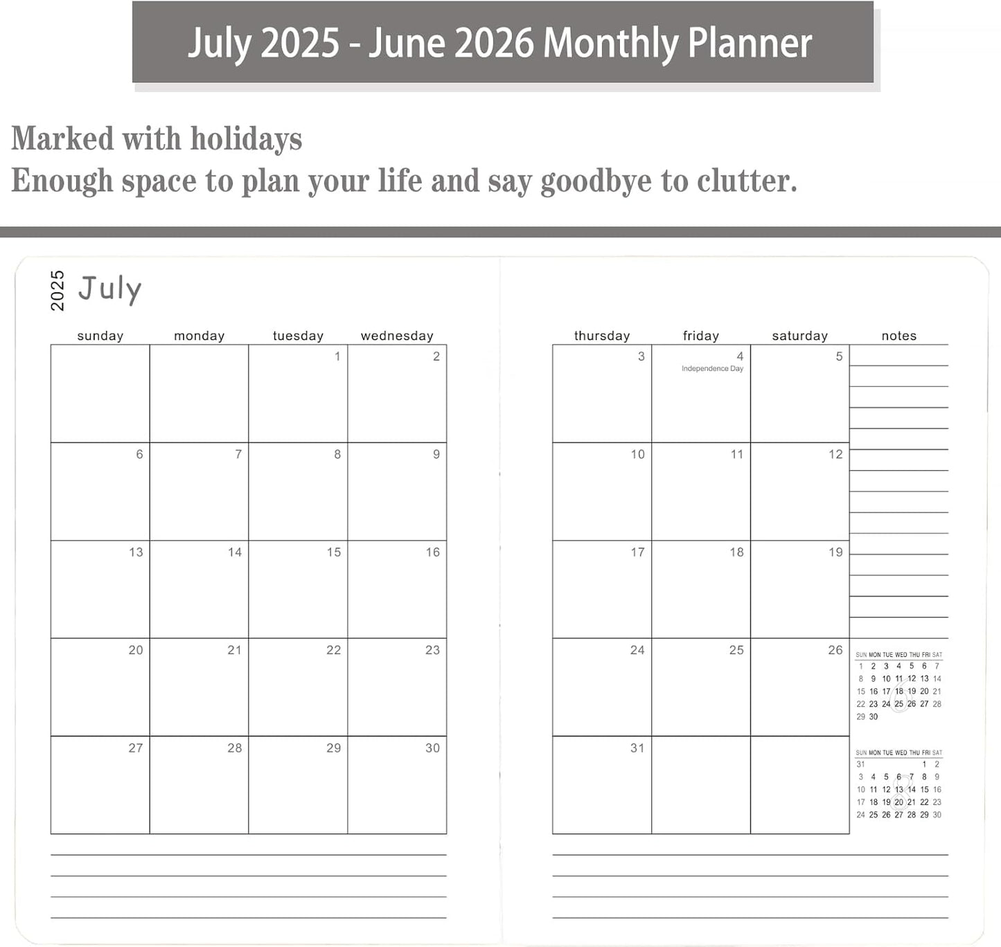 Daily Planner 2025-2026, One Page Per Day, Academic Calendar (July 2025 - June 2026), Appointment Book with Time Slots and Monthly Tabs, 5.7" x 8.25", Pocket, Leather Cove (Black)