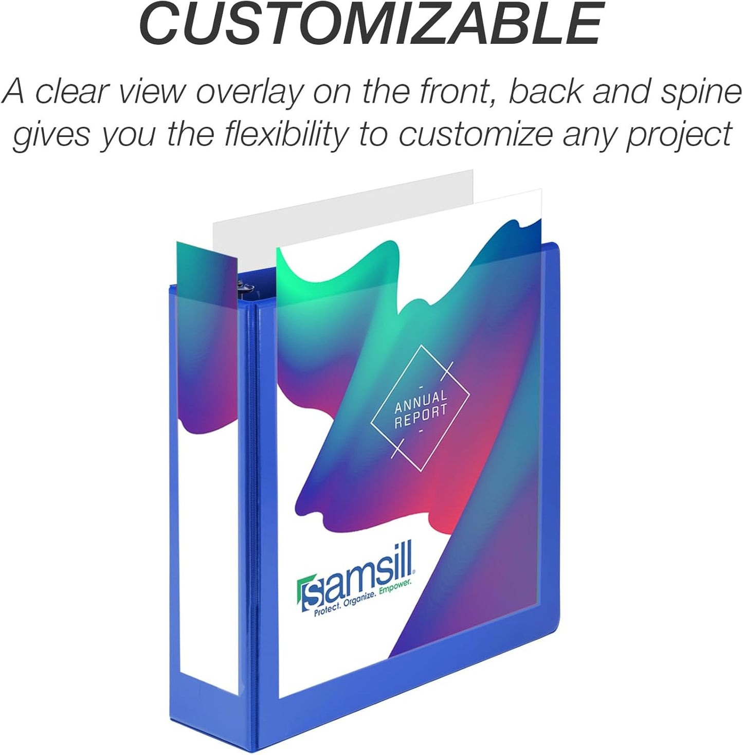 Samsill 3 Inch 3 Ring Binder, Made in USA, Economy Round Ring, Clear View Cover, 550 Sheet Capacity - for School, Home, Office -Dark Blue