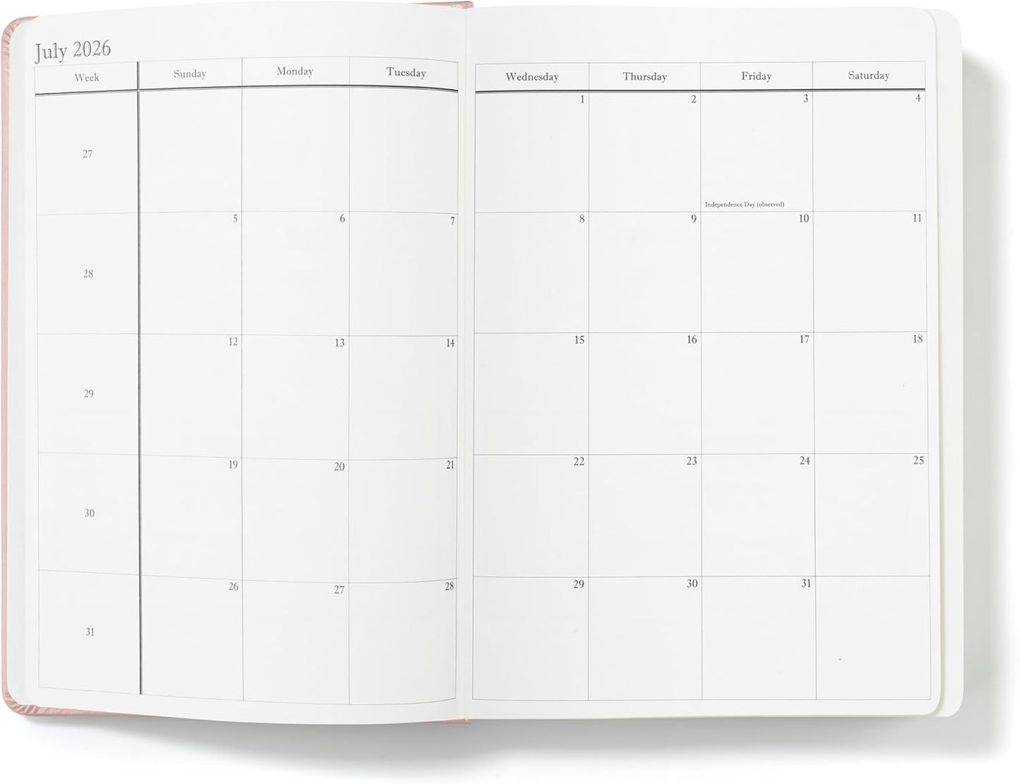 Wykeham's Executive 2026 Daily Journal Planner – US Public Holidays & Format – Customization Available (Personalized Rose, 8.5"×5.5")