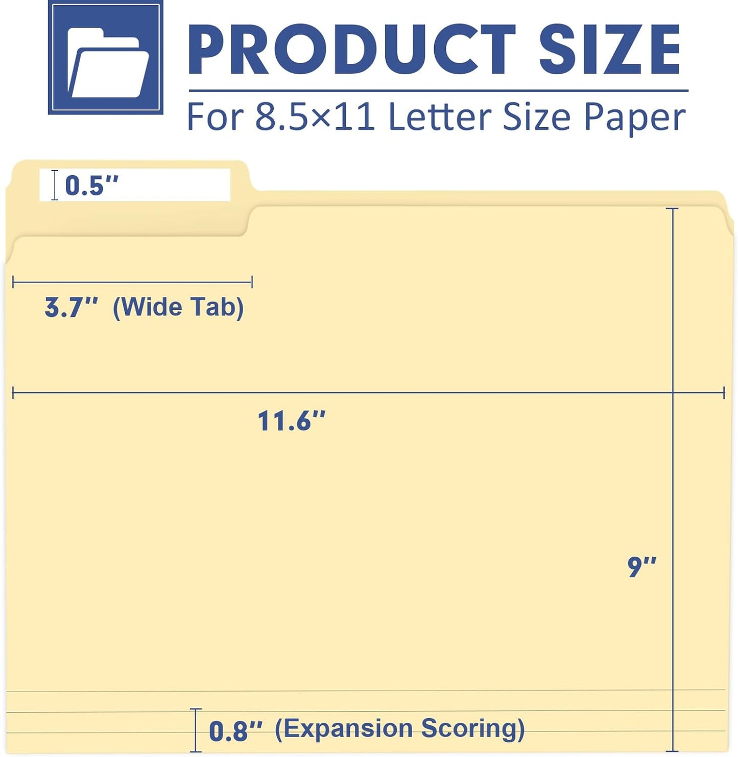 File Folder, PANDRI 120 Pack File Folder, 1/3 Cut Tab, Letter Size, Filing Folder for Office School Business, Manila