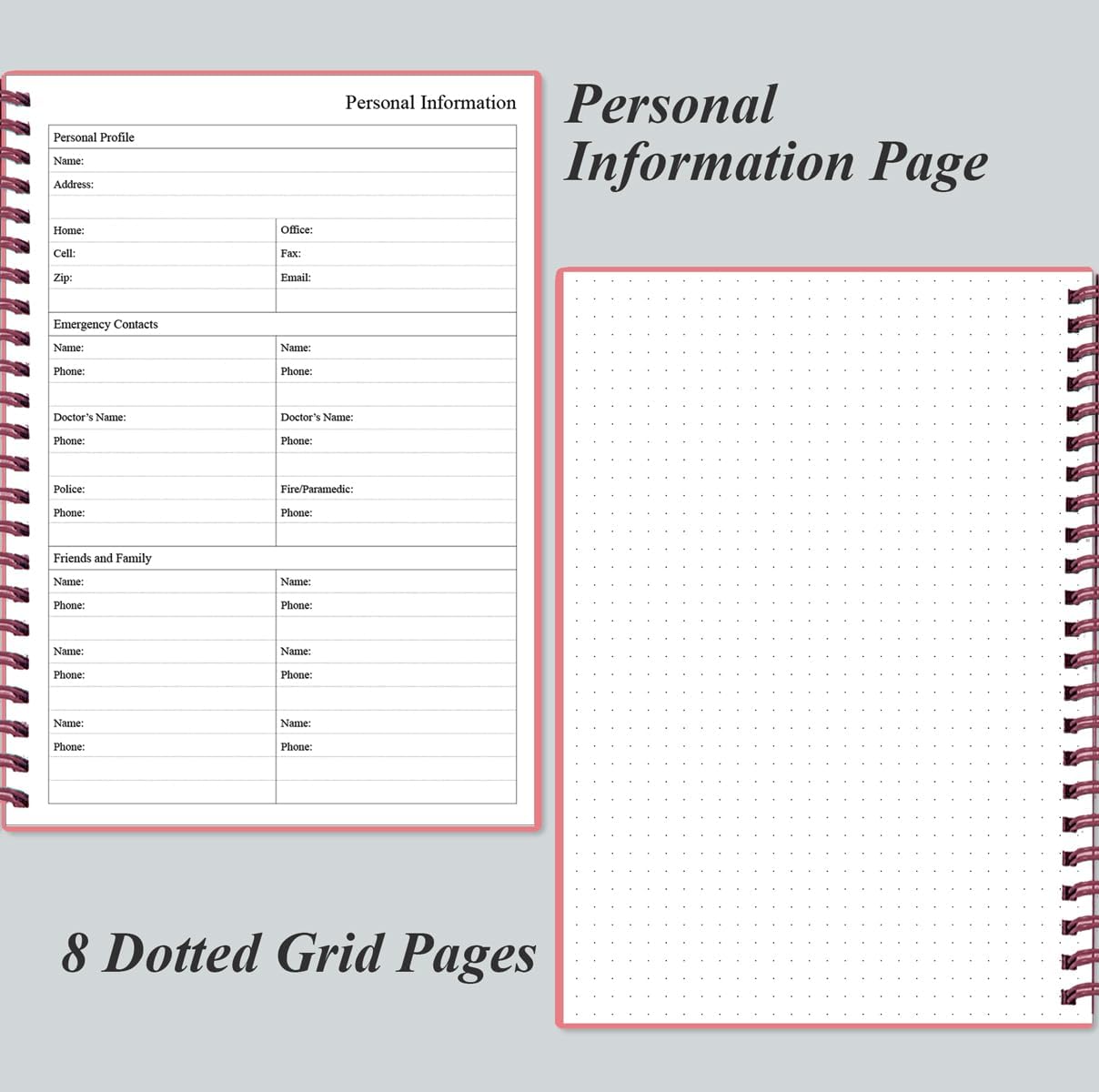 Daily Planner Undated - B5 To Do List Notebook Hourly Schedules, Spiral Appointment Planner for Women and Men, PVC Hardcover, Inner Pocket, Elastic Closure, 7" x 10", Pink