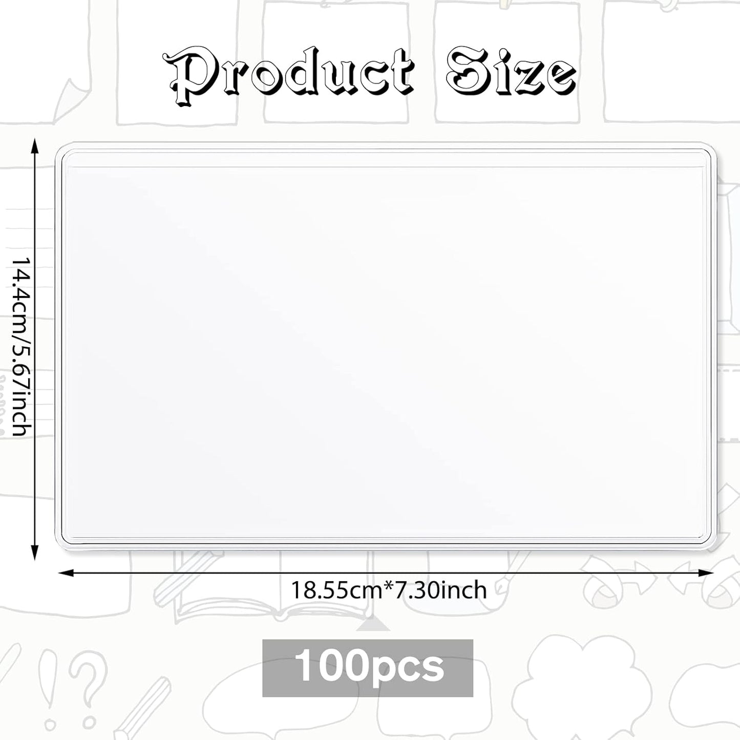 100 Self-adhesive Index Card Pockets Label Pockets sleeves with Top Open for Business Cards, Clear Plastic Sticky Labels Holders for Storage Bins Library Cards, Organizing Totes Shelves(7.3 x 5.67'')