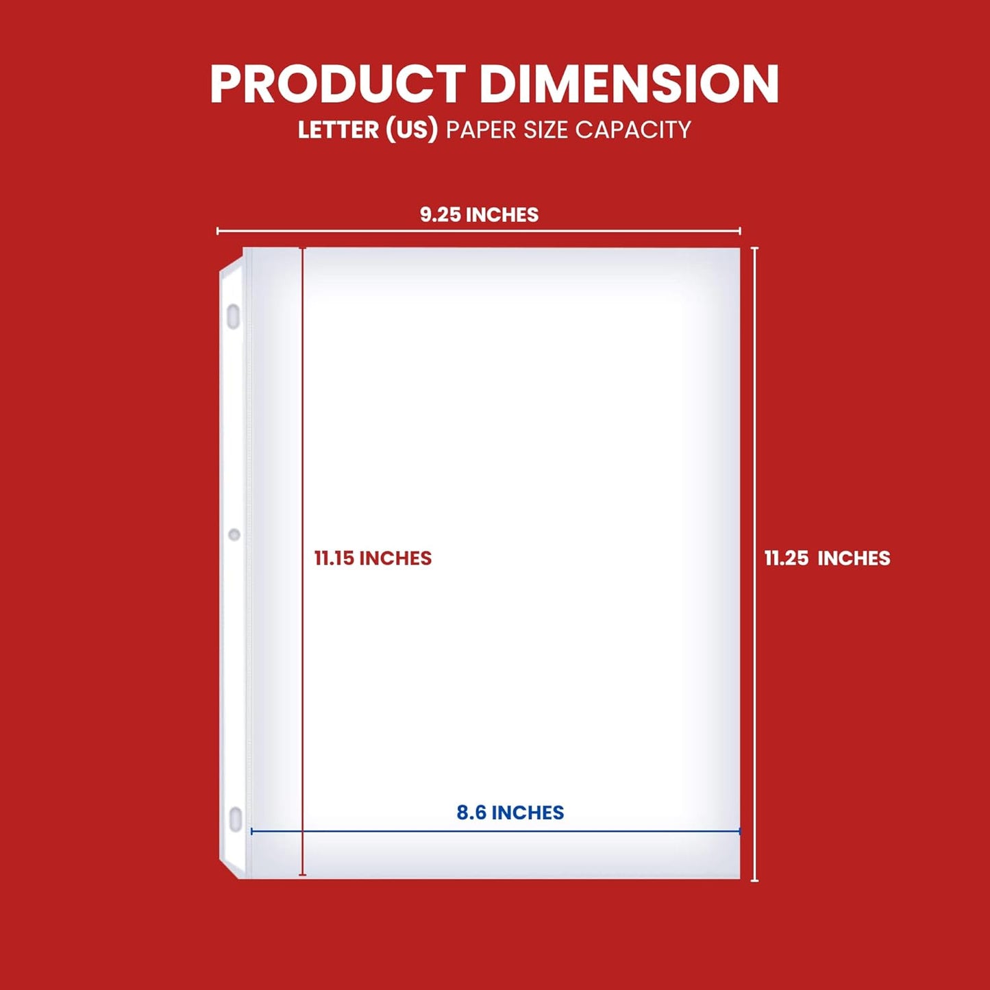 Officewerks 250-Pack Heavy Duty Sheet Protectors | 8.5 x 11 Clear Plastic Page Sleeves | Top Loading Acid Free Archival Safe Binder Sleeves | Reinforced Holes for 3 Ring Binders | Office School Use