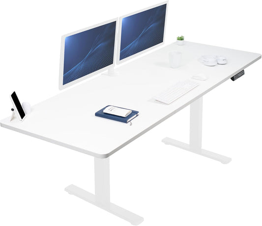 VIVO Large Electric 83 x 30 in Standing Desk, Memory Height Adjustment, 1B Series, White Top White Frame, DESK-KIT-1W8W