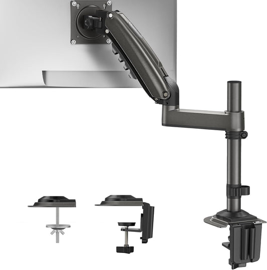 HUANUO Single Monitor Arm, Adjustable Desk Mount for 13-34 inch Screens, Holds 19.8lb, 22.44 inch Max Height, Full Motion Swivel Monitor Stand with VESA 75x75mm and 100x100mm Compatibility