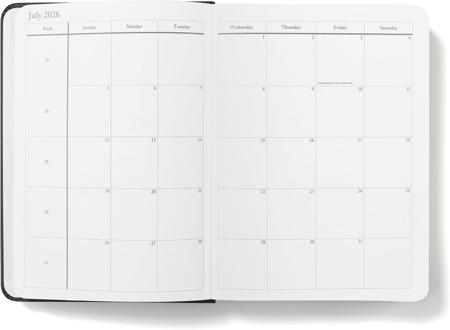 Wykeham's Executive 2026 Daily Journal Planner – US Public Holidays & Format – Customization Available (Personalized Black, 6”×4.5”)
