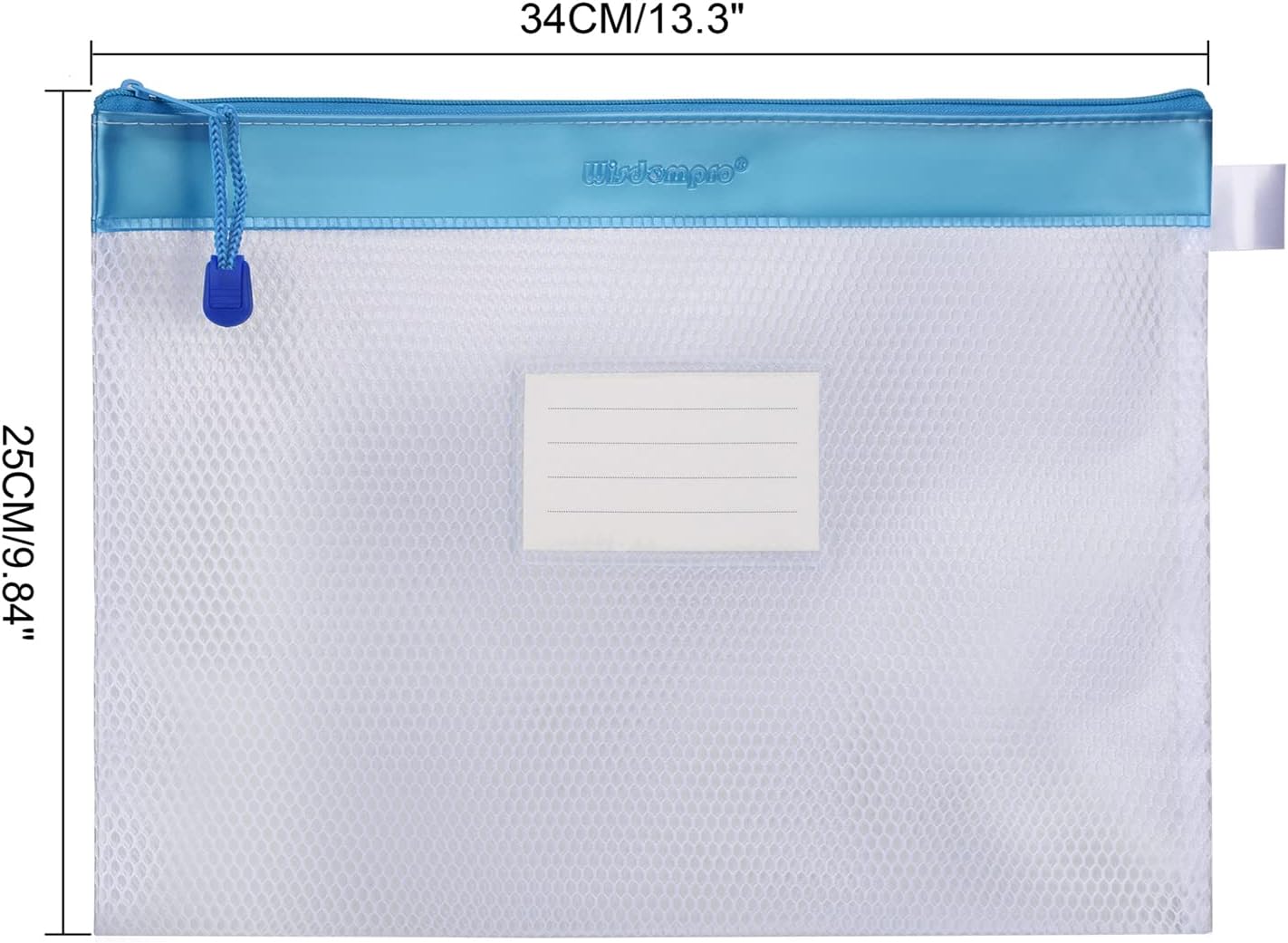 Zipper Pouch, Wisdompro 4 Packs Durable Letter Size Waterproof Mesh File Bag, Document Organizer - Blue