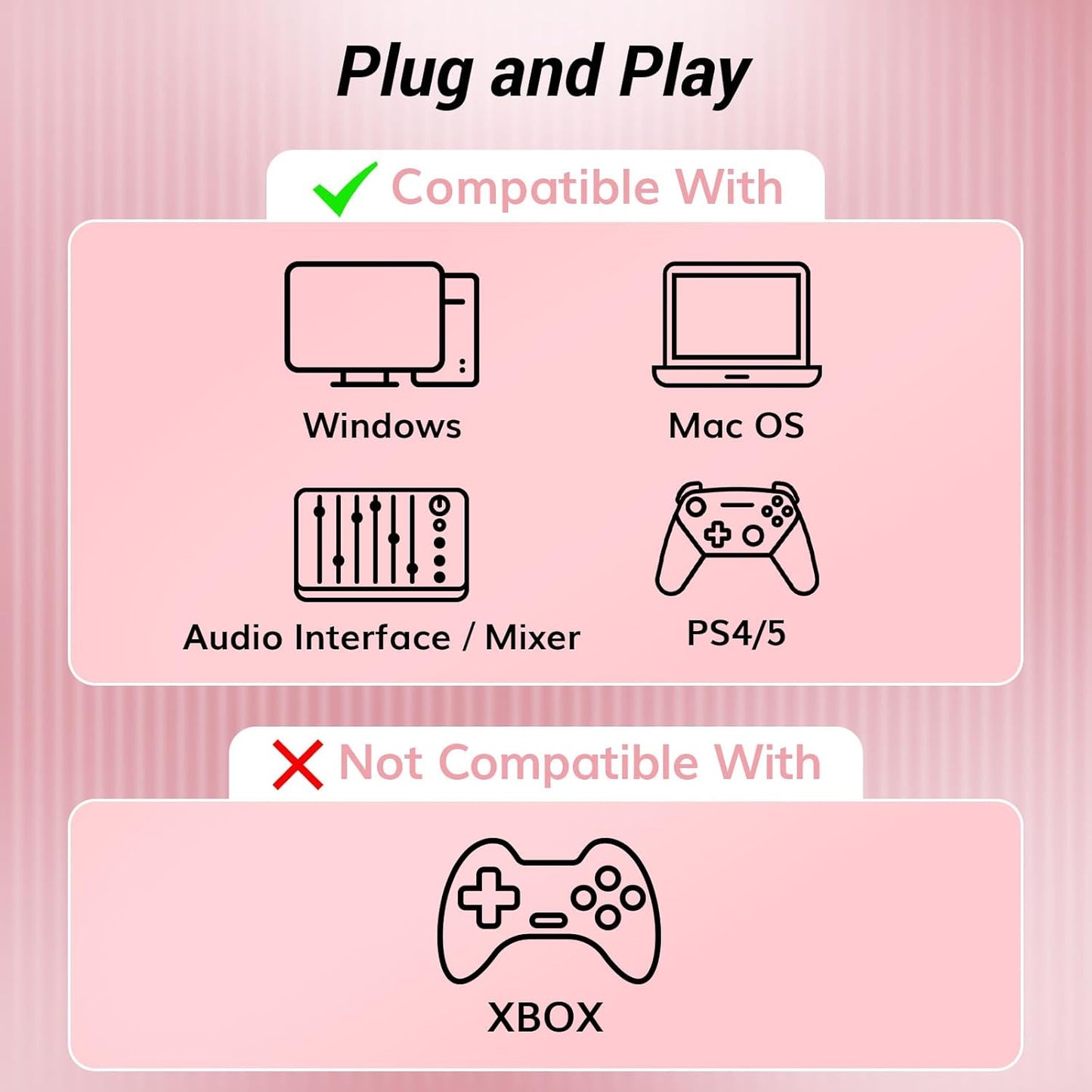 TONOR Dynamic Microphone, XLR/USB Microphone for Podcast, Recording, Streaming, Gaming, XLR Cardioid Studio Mic with Quick Mute, 3.5mm Headphone Jack, Volume Control, Mic with Boom Arm, Pink, TD510+