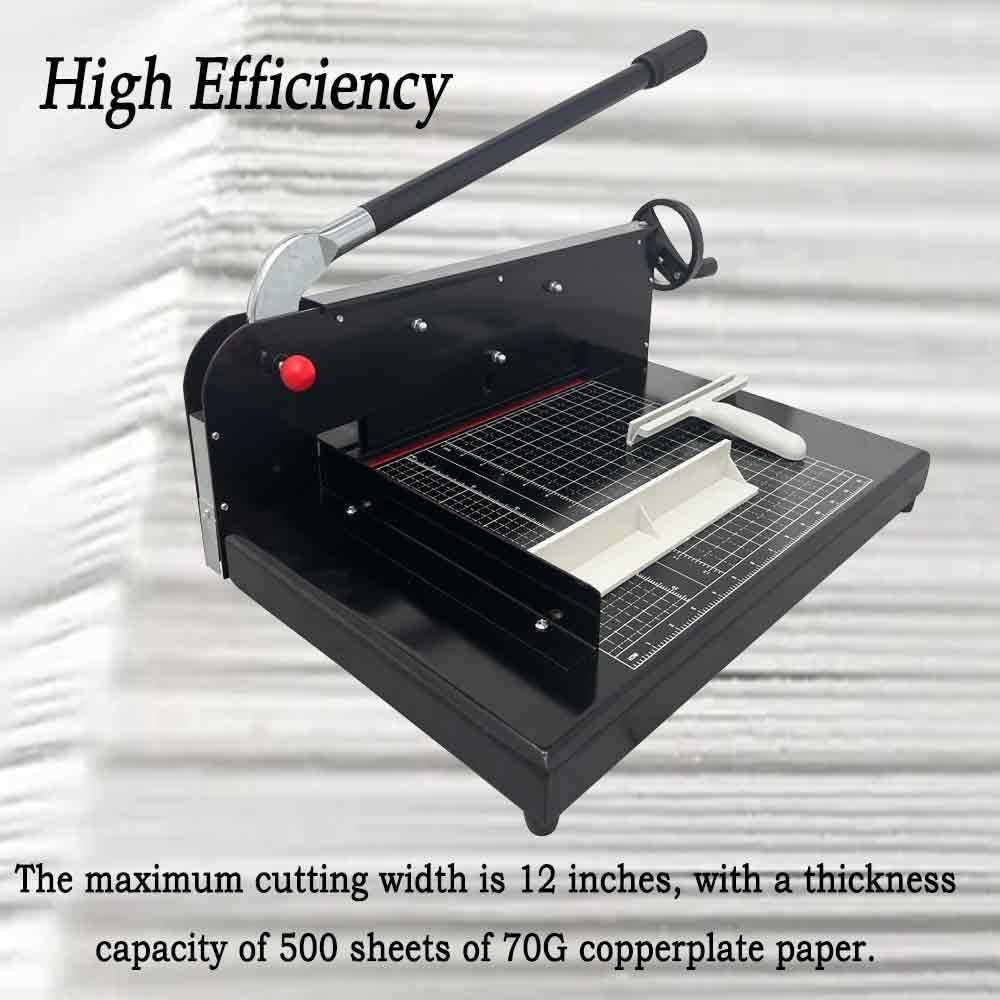 Heavy Duty 12.2" A4 Size Stack Paper Cutter, Manual Paper Cutting Machine with a Safety Lock, Stack Paper Trimmer, White or Black, All Steel Base