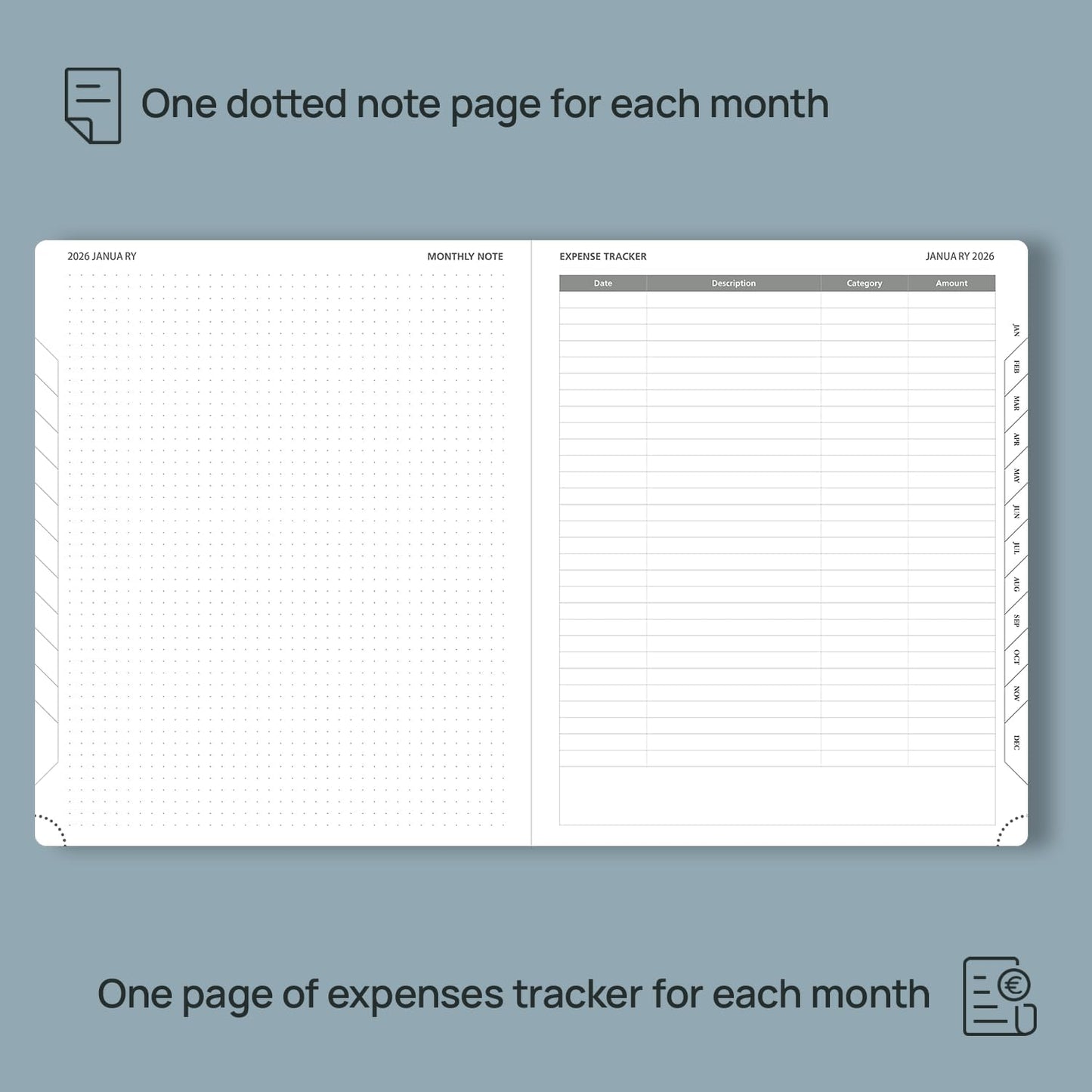 POPRUN Monthly Planner 2026-2027 (Large- 8.5" x 10.5" Soft Cover), 18-Month Calendar Book (Jan.2026 - Jun. 2027), Calendar Planner with Monthly Tabs & Pocket, 100 GSM Paper - Brown