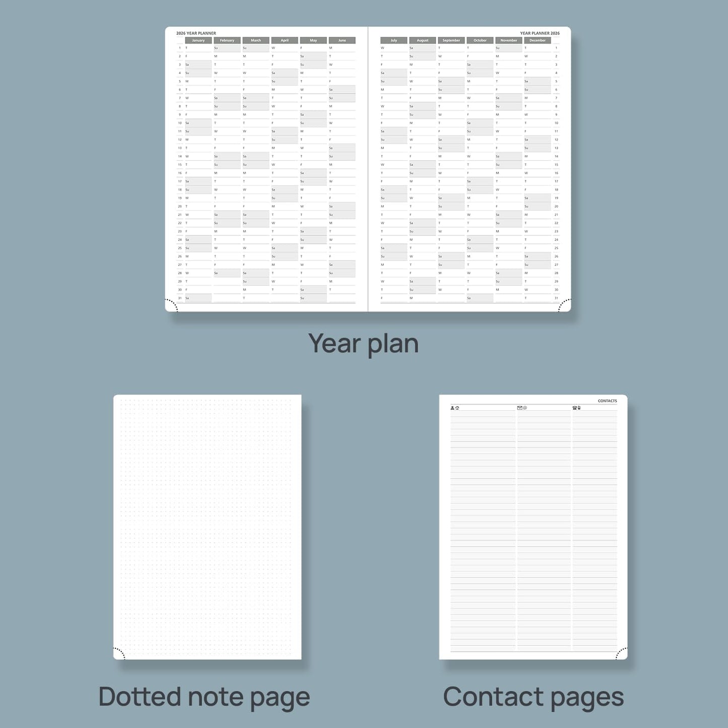 POPRUN 2026 Daily Planner One Page Per Day Even Weekends A4 Large Size (8.5" x 12") - 12 Months Calendar Hourly Appointment Book with Inner Pocket, Pen Holder, Hardcover - Burgundy