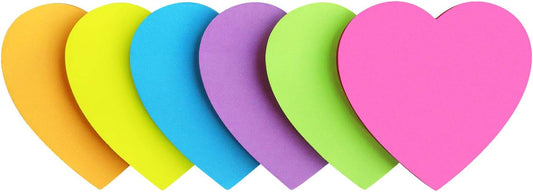 Heart Shape Sticky Notes 6 Color Bright Colorful Sticky Pad 75 Sheets/Pad Self-Sticky Note Pads