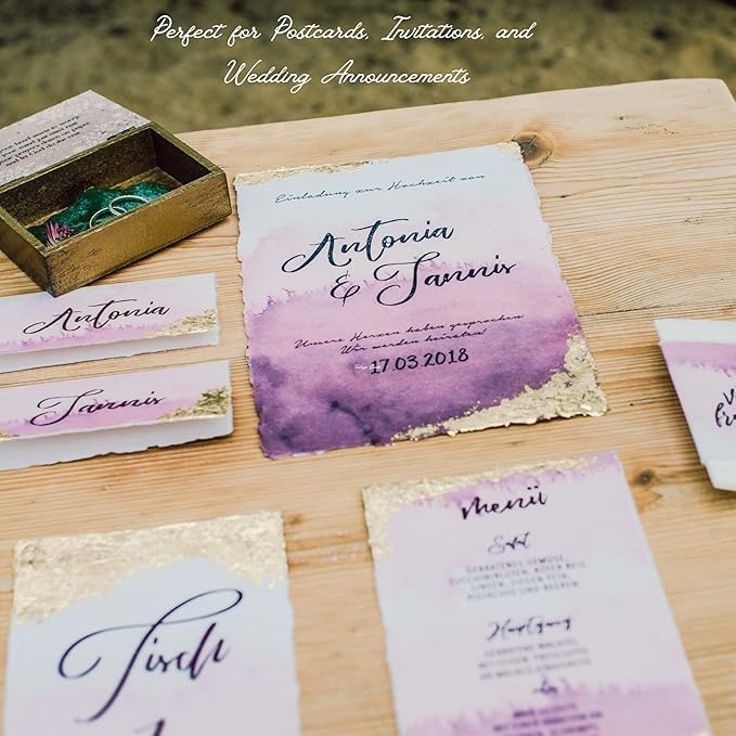 Handmade Cotton Paper with Deckle Edge Recycled Cotton Rag Mixed Media Card Stock for Postcards, Invitations, Crafts and Announcements (150gsm, 5x7 inch B6, 50 Pack)